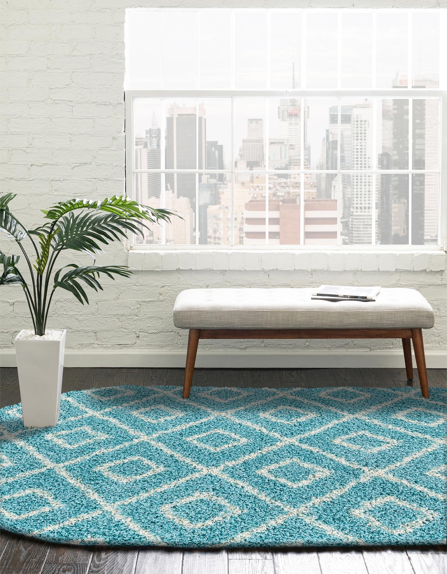 Trellis Haven Collection Area Rug - Soho (Aqua)