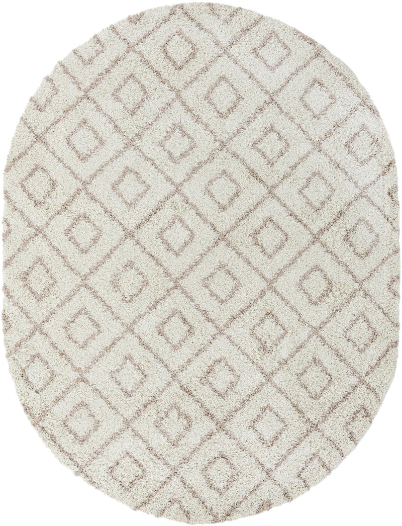 Lattice Loft Shag Collection Area Rug - Soho (Beige) Oval Beige Main