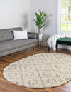 Lattice Loft Shag Collection Area Rug - Soho (Beige) Oval Beige  lifestyle 0