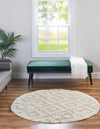 Lattice Loft Shag Collection Area Rug - Soho (Beige) Round Beige  lifestyle 2