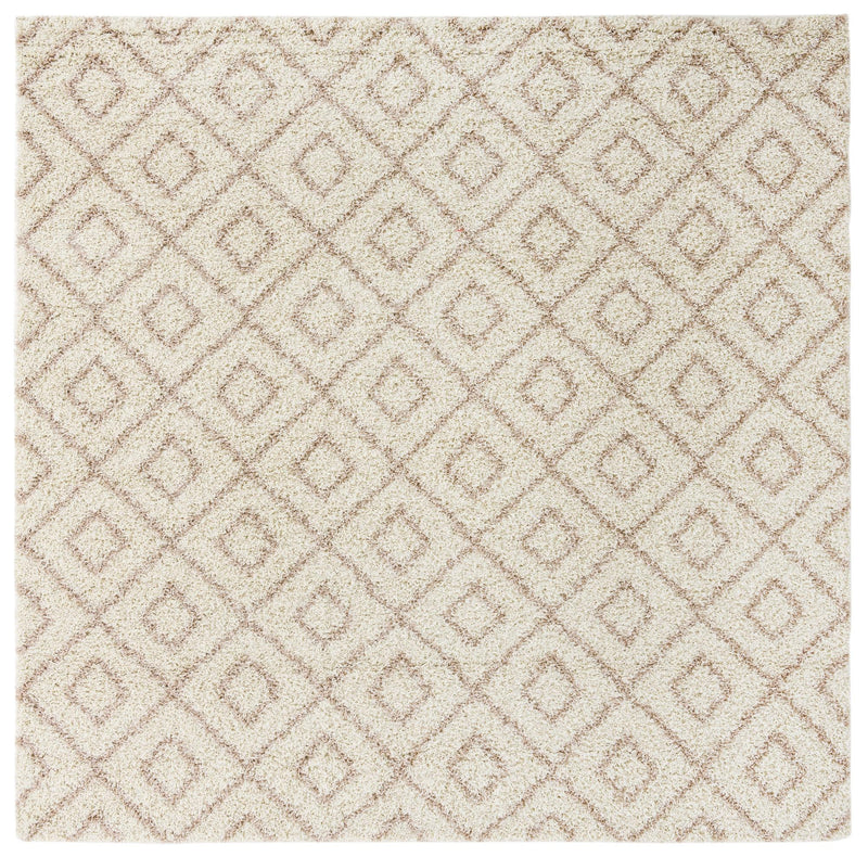 Lattice Loft Shag Collection Area Rug - Soho (Beige) Square Beige Main