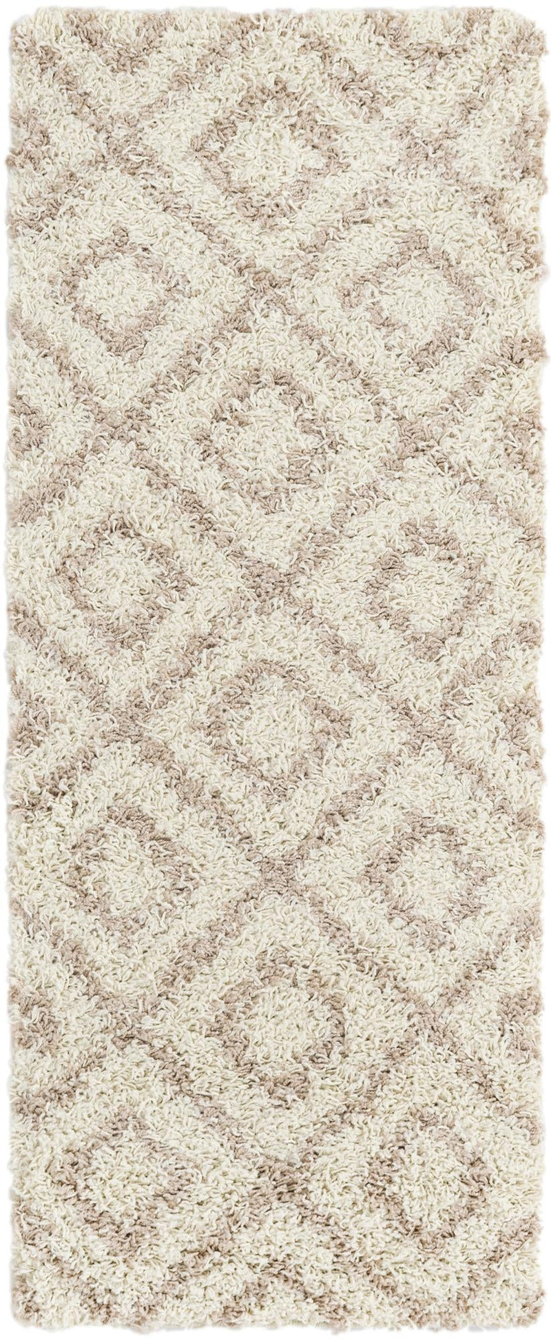 Lattice Loft Shag Collection Area Rug - Soho (Beige) Runner Beige Main