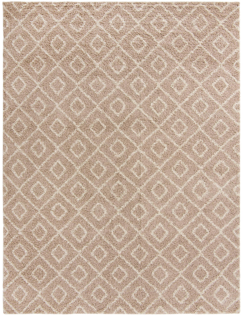 Lattice Loft Shag Collection Area Rug - Soho (Light Brown) Rectangle Light Brown Main