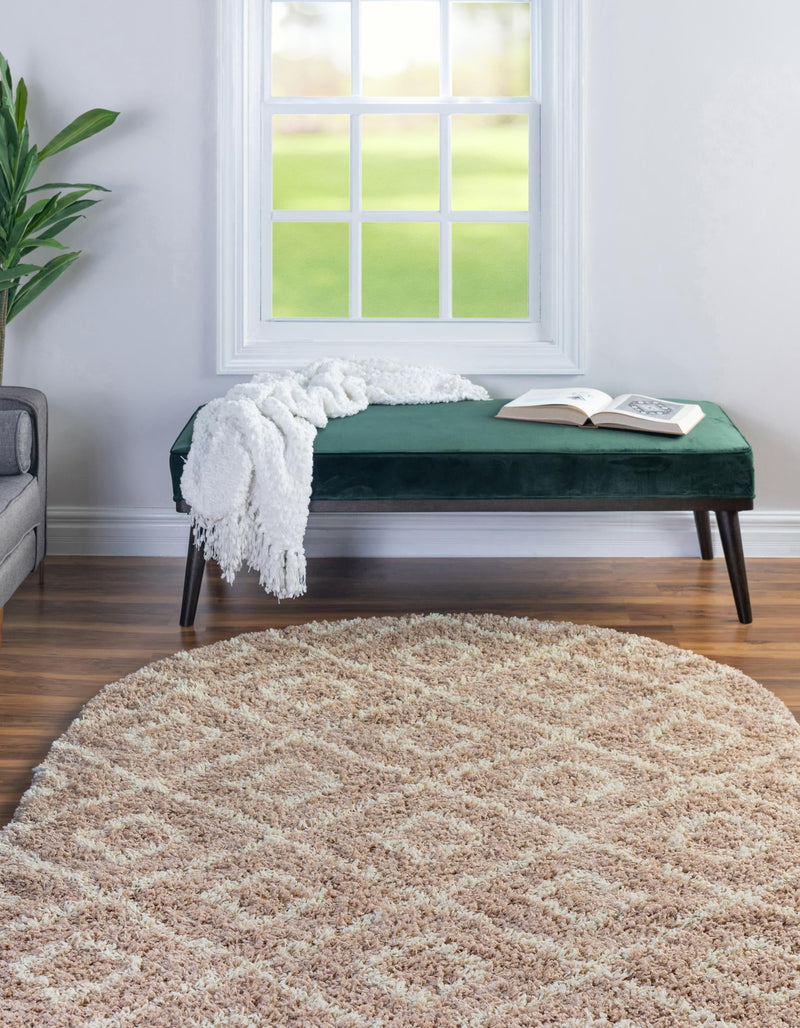 Lattice Loft Shag Collection Area Rug - Soho (Light Brown) Oval Light Brown  lifestyle 28