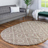 Lattice Loft Shag Collection Area Rug - Soho (Light Brown) Oval Light Brown  lifestyle 13