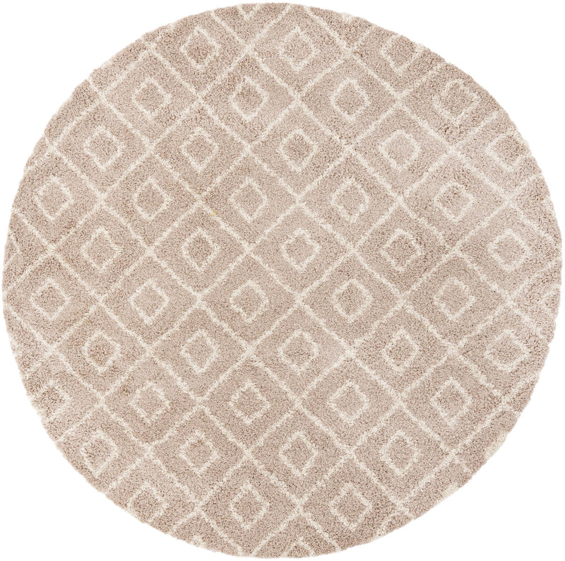 Lattice Loft Shag Collection Area Rug - Soho (Light Brown) Round Light Brown Main