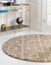 Lattice Loft Shag Collection Area Rug - Soho (Light Brown) Round Light Brown  lifestyle 0