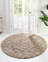 Lattice Loft Shag Collection Area Rug - Soho (Light Brown) Round Light Brown  lifestyle 3