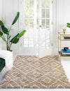 Lattice Loft Shag Collection Area Rug - Soho (Light Brown) Square Light Brown  lifestyle 0