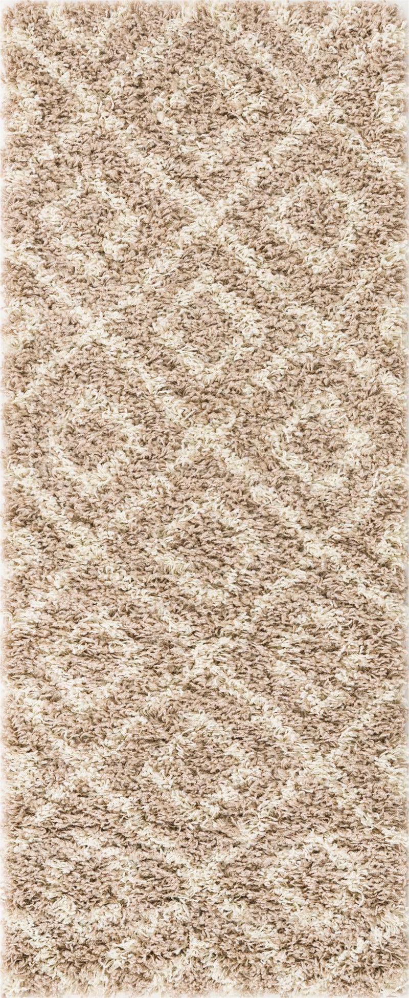 Lattice Loft Shag Collection Area Rug - Soho (Light Brown) Runner Light Brown Main