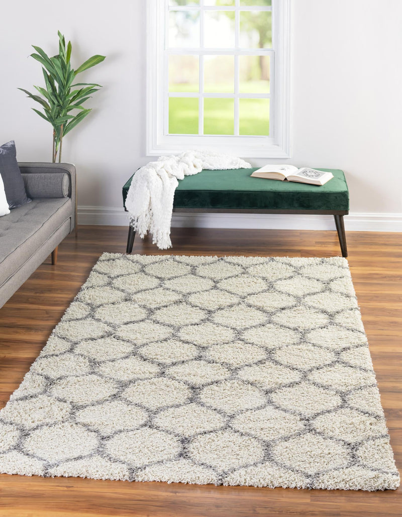 Lattice Loft Shag Collection Area Rug - Chelsea (Ivory) Rectangle Ivory  lifestyle 2