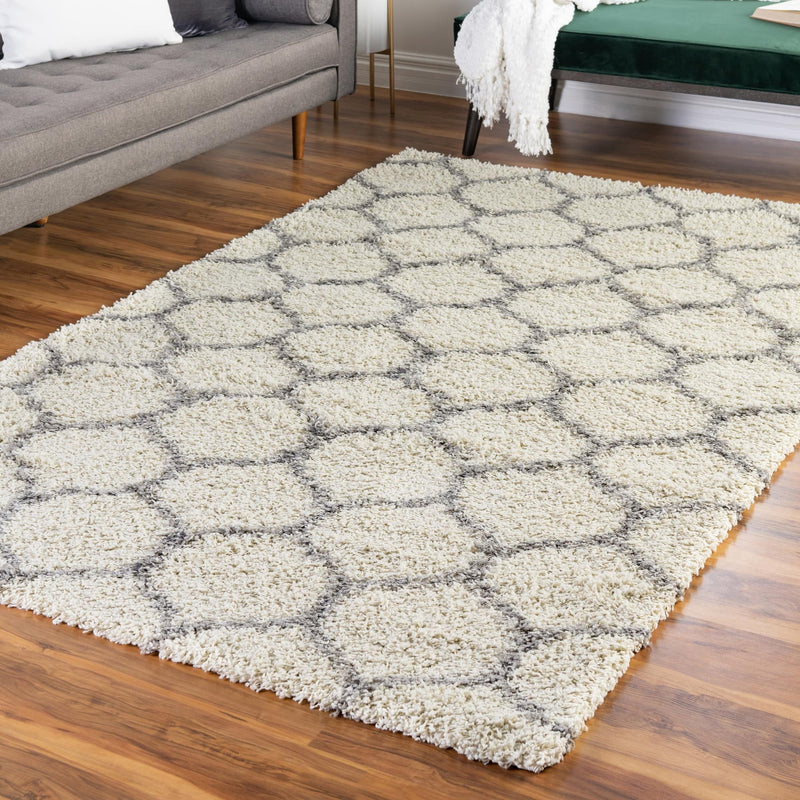 Lattice Loft Shag Collection Area Rug - Chelsea (Ivory) Rectangle Ivory  lifestyle 14