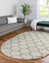 Lattice Loft Shag Collection Area Rug - Chelsea (Ivory) Oval Ivory  lifestyle 0