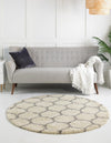 Lattice Loft Shag Collection Area Rug - Chelsea (Ivory) Round Ivory  lifestyle 2