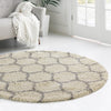 Lattice Loft Shag Collection Area Rug - Chelsea (Ivory) Round Ivory  lifestyle 13