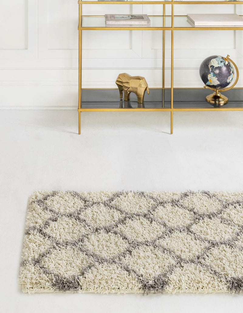 Lattice Loft Shag Collection Area Rug - Chelsea (Ivory) Runner Ivory  lifestyle 3