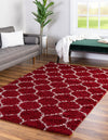 Lattice Loft Shag Collection Area Rug - Chelsea (Burgundy Red) Rectangle Burgundy Red  lifestyle 0