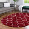 Lattice Loft Shag Collection Area Rug - Chelsea (Burgundy Red) Oval Burgundy Red  lifestyle 13