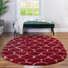 Lattice Loft Shag Collection Area Rug - Chelsea (Burgundy Red) Oval Burgundy Red  lifestyle 14