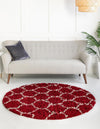 Lattice Loft Shag Collection Area Rug - Chelsea (Burgundy Red) Round Burgundy Red  lifestyle 2