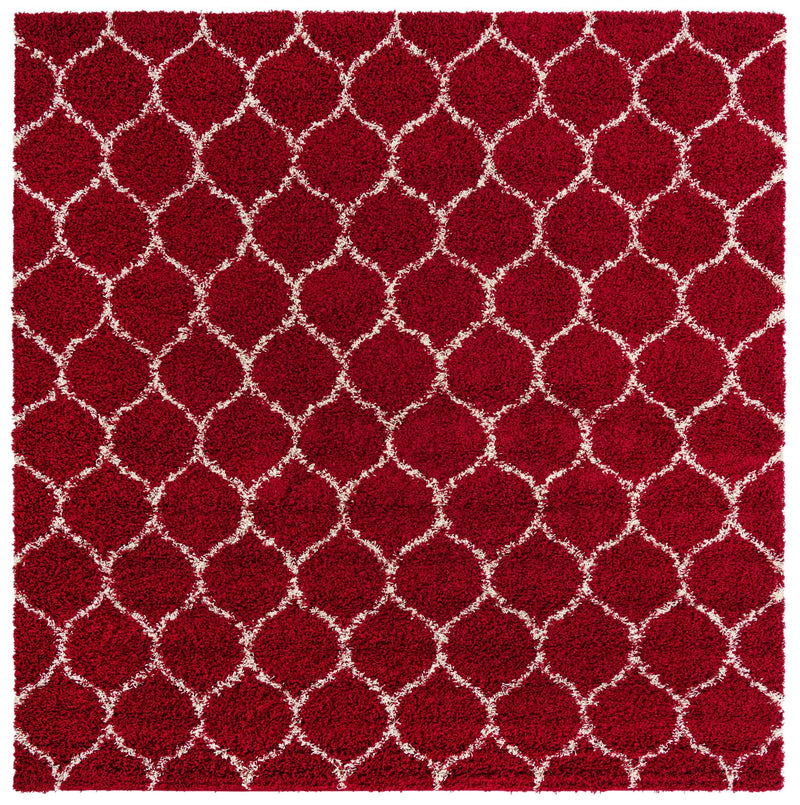 Lattice Loft Shag Collection Area Rug - Chelsea (Burgundy Red) Square Burgundy Red Main