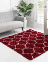 Lattice Loft Shag Collection Area Rug - Chelsea (Burgundy Red) Square Burgundy Red  lifestyle 0