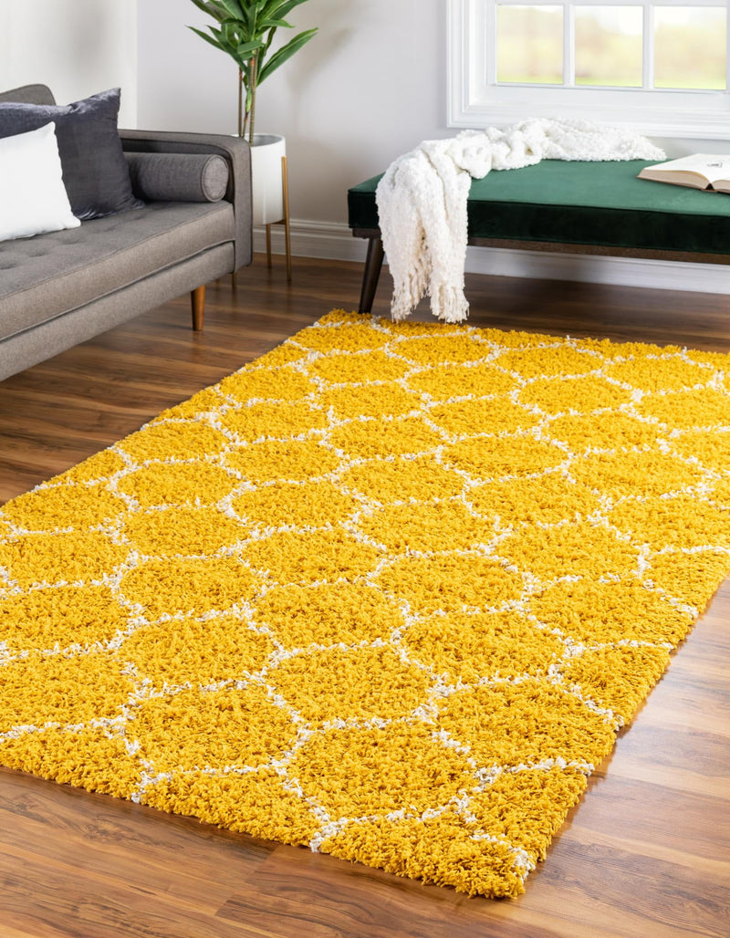 Lattice Loft Shag Collection Area Rug - Chelsea (Yellow) Rectangle Yellow  lifestyle 0