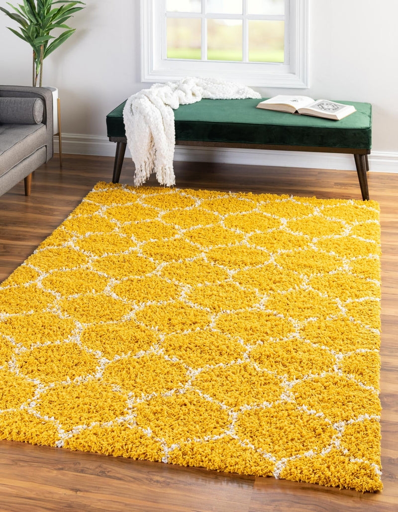 Lattice Loft Shag Collection Area Rug - Chelsea (Yellow) Rectangle Yellow  lifestyle 4