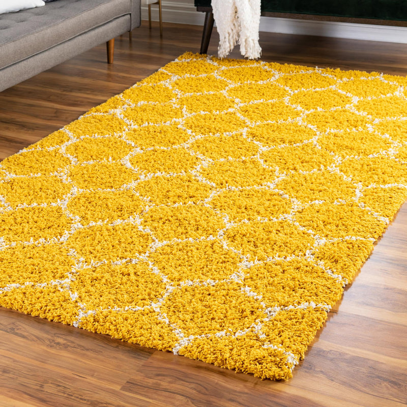 Lattice Loft Shag Collection Area Rug - Chelsea (Yellow) Rectangle Yellow  lifestyle 17