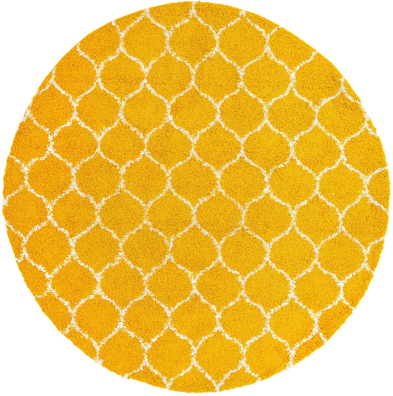 Lattice Loft Shag Collection Area Rug - Chelsea (Yellow) Round Yellow Main