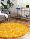 Lattice Loft Shag Collection Area Rug - Chelsea (Yellow) Round Yellow  lifestyle 0