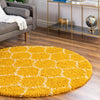 Lattice Loft Shag Collection Area Rug - Chelsea (Yellow) Round Yellow  lifestyle 15