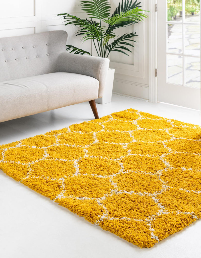 Lattice Loft Shag Collection Area Rug - Chelsea (Yellow) Square Yellow  lifestyle 0