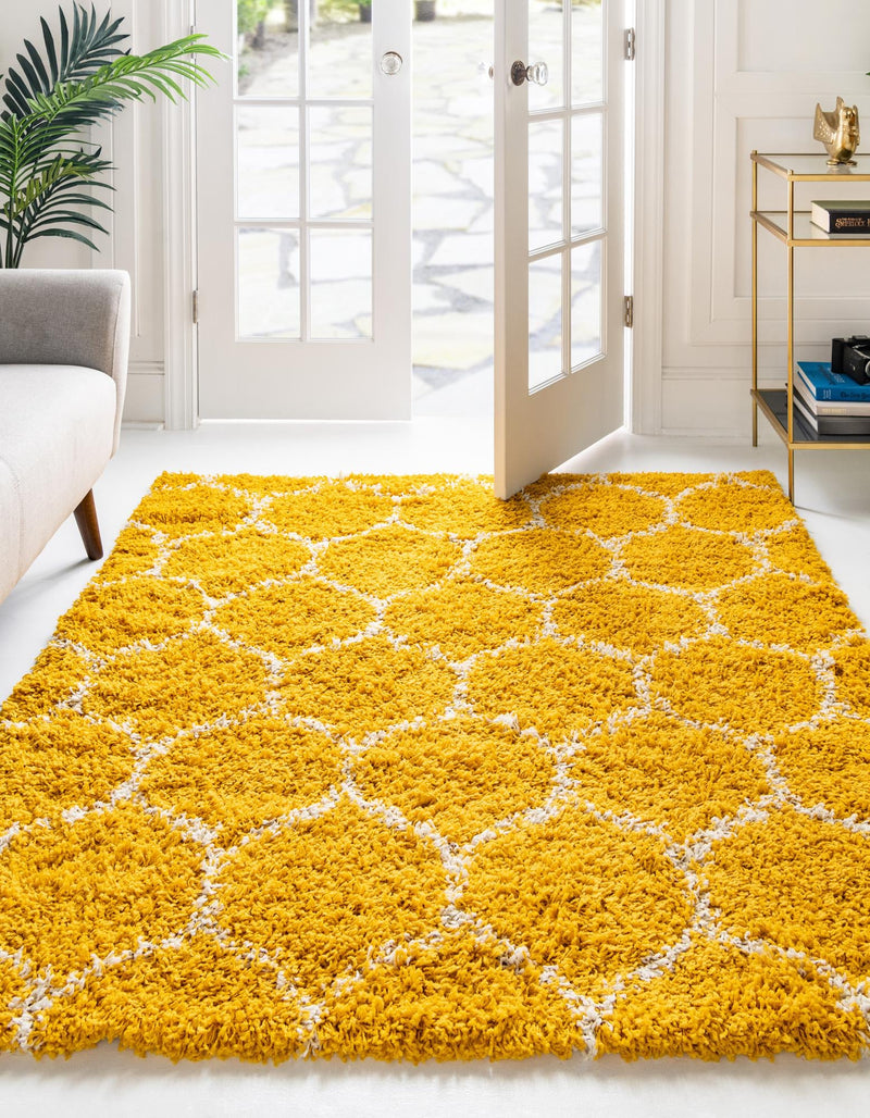 Lattice Loft Shag Collection Area Rug - Chelsea (Yellow) Square Yellow  lifestyle 2