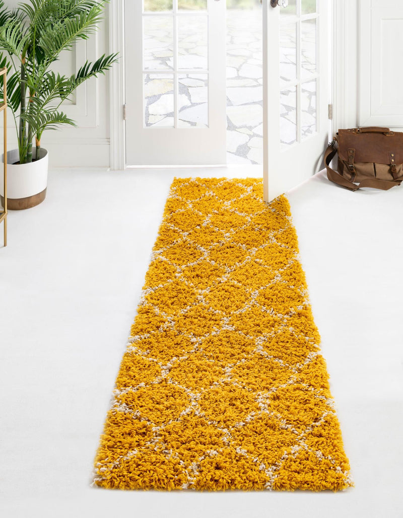 Lattice Loft Shag Collection Area Rug - Chelsea (Yellow) Runner Yellow  lifestyle 0