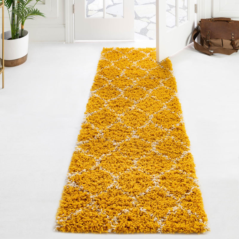 Lattice Loft Shag Collection Area Rug - Chelsea (Yellow) Runner Yellow  lifestyle 19