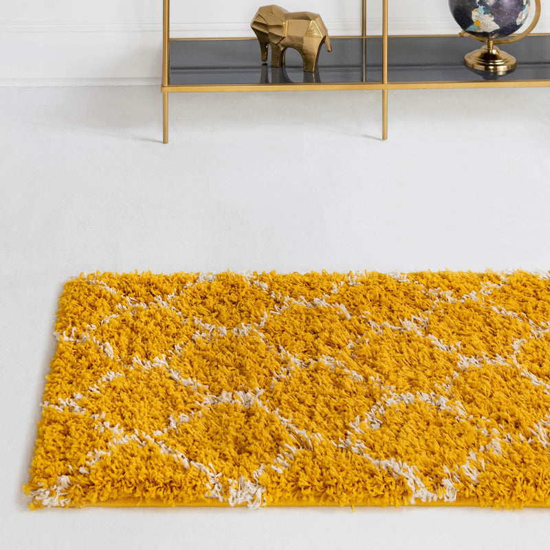 Lattice Loft Shag Collection Area Rug - Chelsea (Yellow) Runner Yellow  lifestyle 23