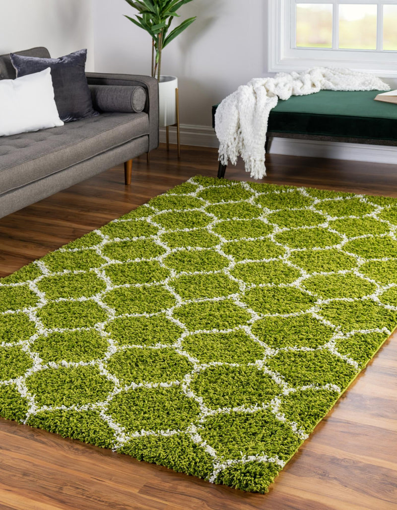 Lattice Loft Shag Collection Area Rug - Chelsea (Green) Rectangle Green  lifestyle 2