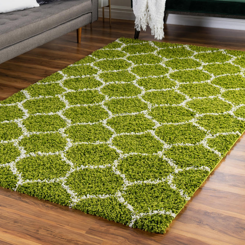 Lattice Loft Shag Collection Area Rug - Chelsea (Green) Rectangle Green  lifestyle 14