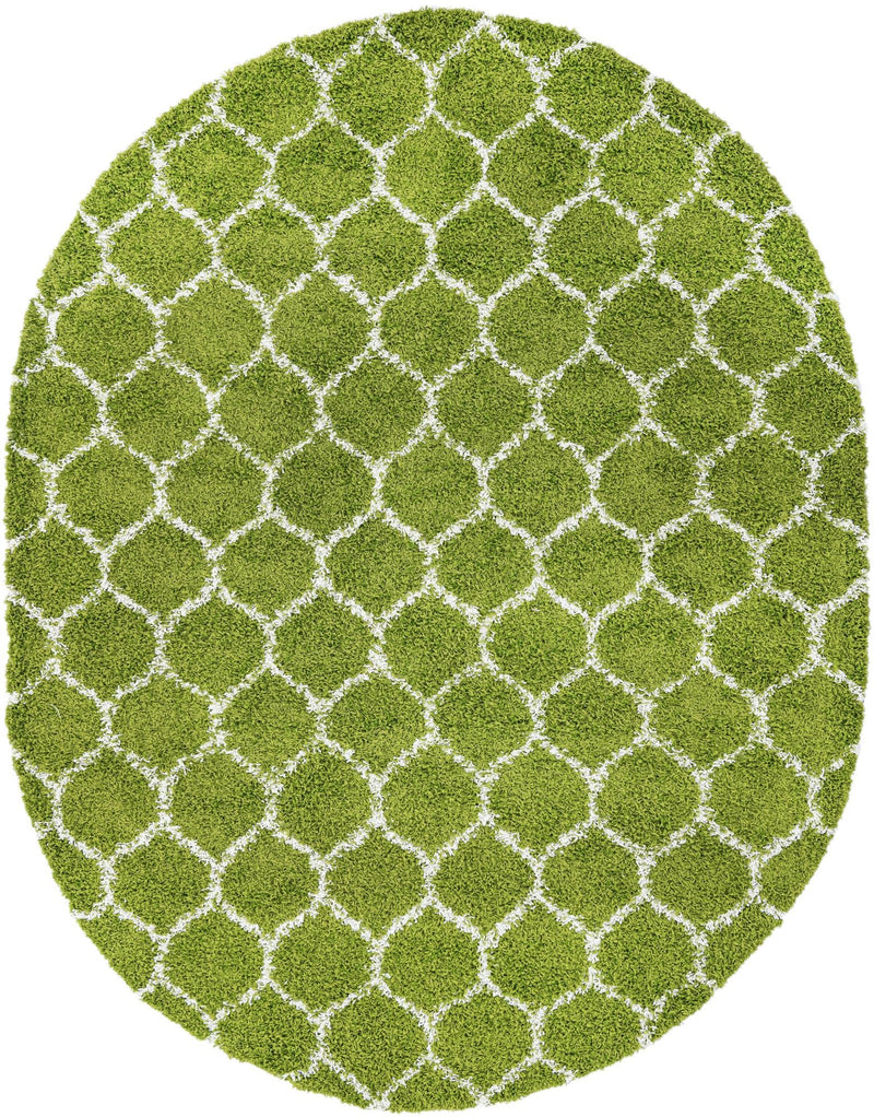 Lattice Loft Shag Collection Area Rug - Chelsea (Green) Oval Green Main