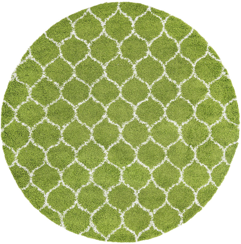 Lattice Loft Shag Collection Area Rug - Chelsea (Green) Round Green Main