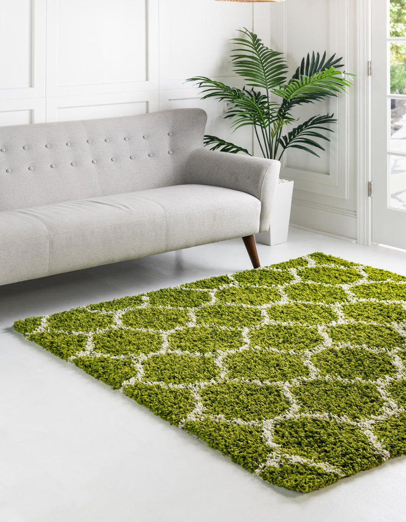 Lattice Loft Shag Collection Area Rug - Chelsea (Green) Square Green  lifestyle 0