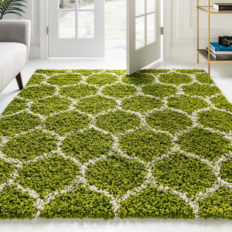 Lattice Loft Shag Collection Area Rug - Chelsea (Green) Square Green  lifestyle 14