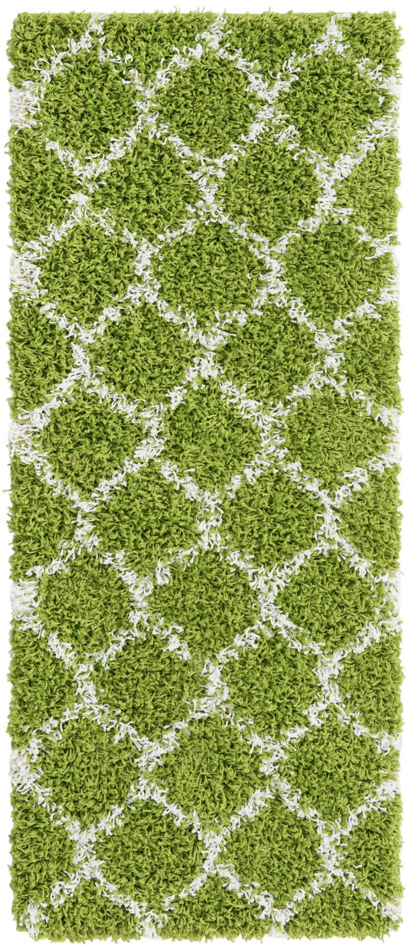 Lattice Loft Shag Collection Area Rug - Chelsea (Green) Runner Green Main