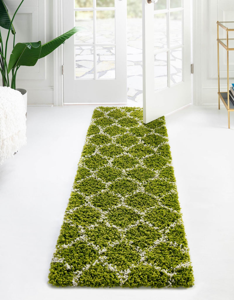 Lattice Loft Shag Collection Area Rug - Chelsea (Green) Runner Green  lifestyle 0