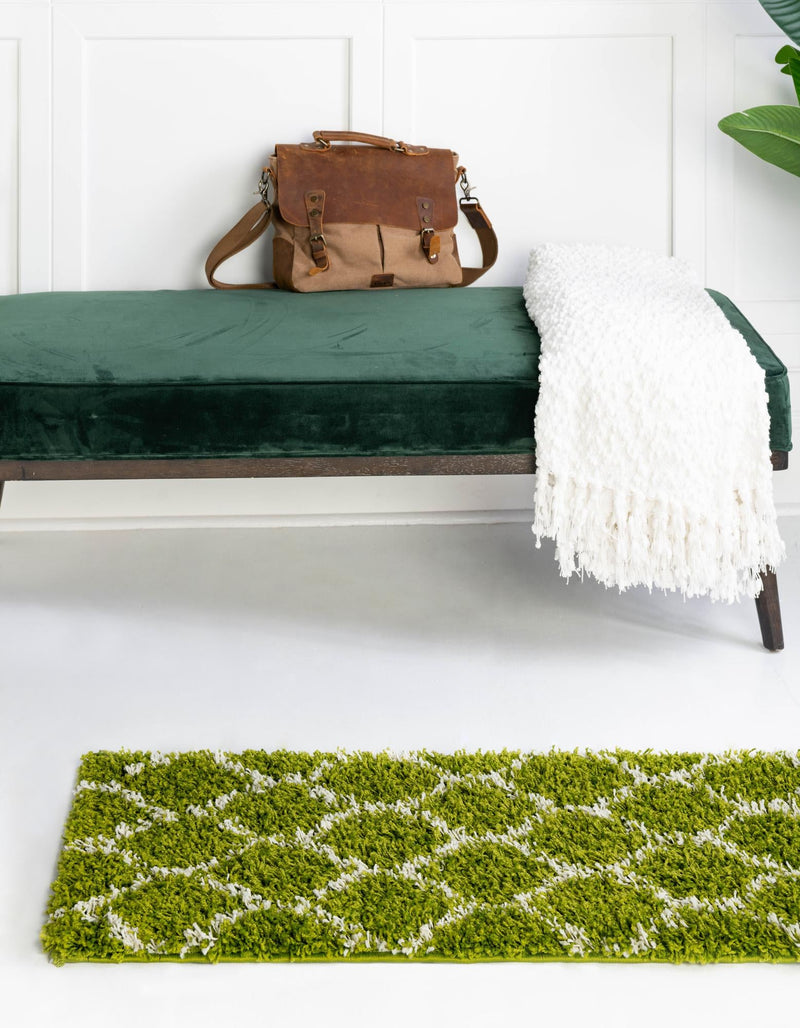 Lattice Loft Shag Collection Area Rug - Chelsea (Green) Runner Green  lifestyle 3