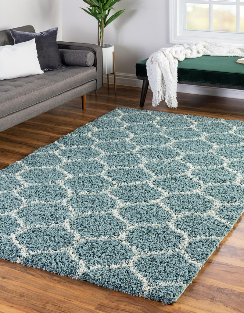 Lattice Loft Shag Collection Area Rug - Chelsea (Light Blue) Rectangle Light Blue  lifestyle 0