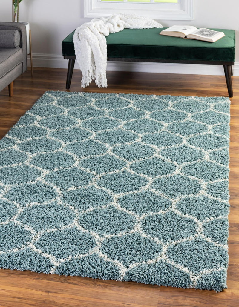 Lattice Loft Shag Collection Area Rug - Chelsea (Light Blue) Rectangle Light Blue  lifestyle 2