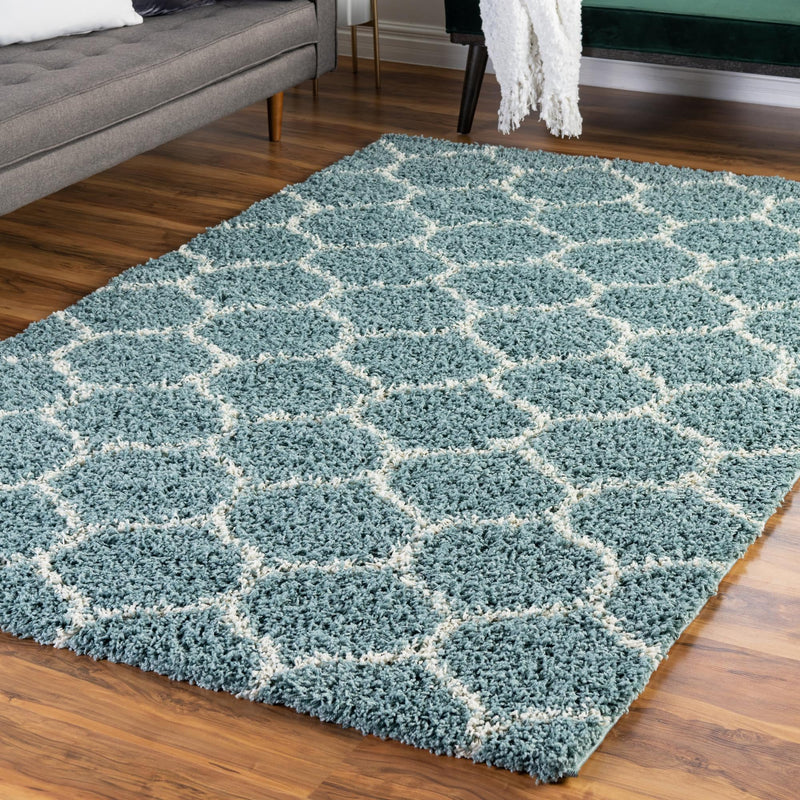 Lattice Loft Shag Collection Area Rug - Chelsea (Light Blue) Rectangle Light Blue  lifestyle 13