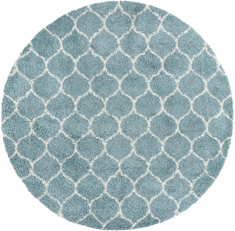 Lattice Loft Shag Collection Area Rug - Chelsea (Light Blue) Round Light Blue Main